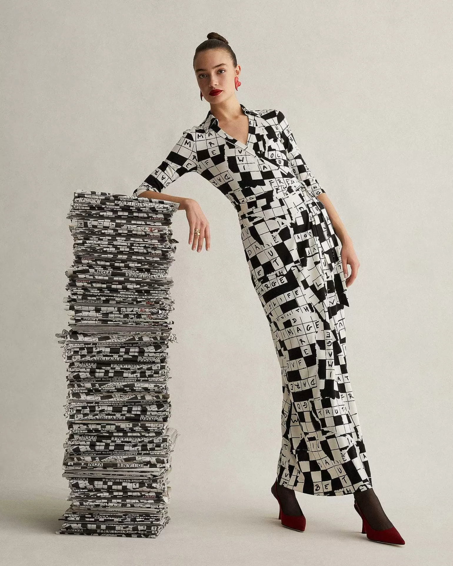Flash Sale Diane von Furstenberg Abigail Silk Jersey Maxi Wrap Dress I Dvf 50Th Crossword Ivory