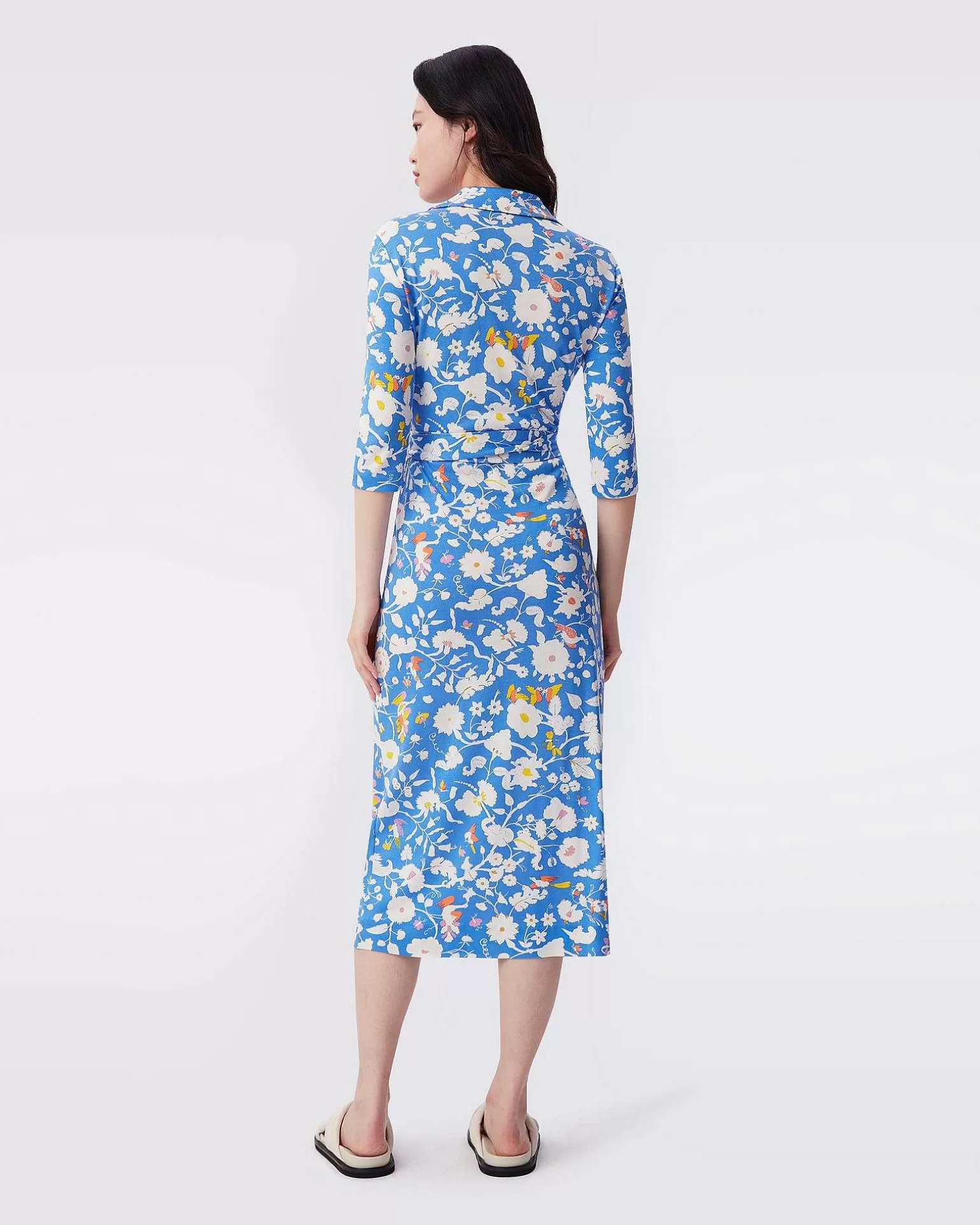 Cheap Diane von Furstenberg Abigail Silk Jersey Midi Wrap Dress I Signature Blue Fortuna