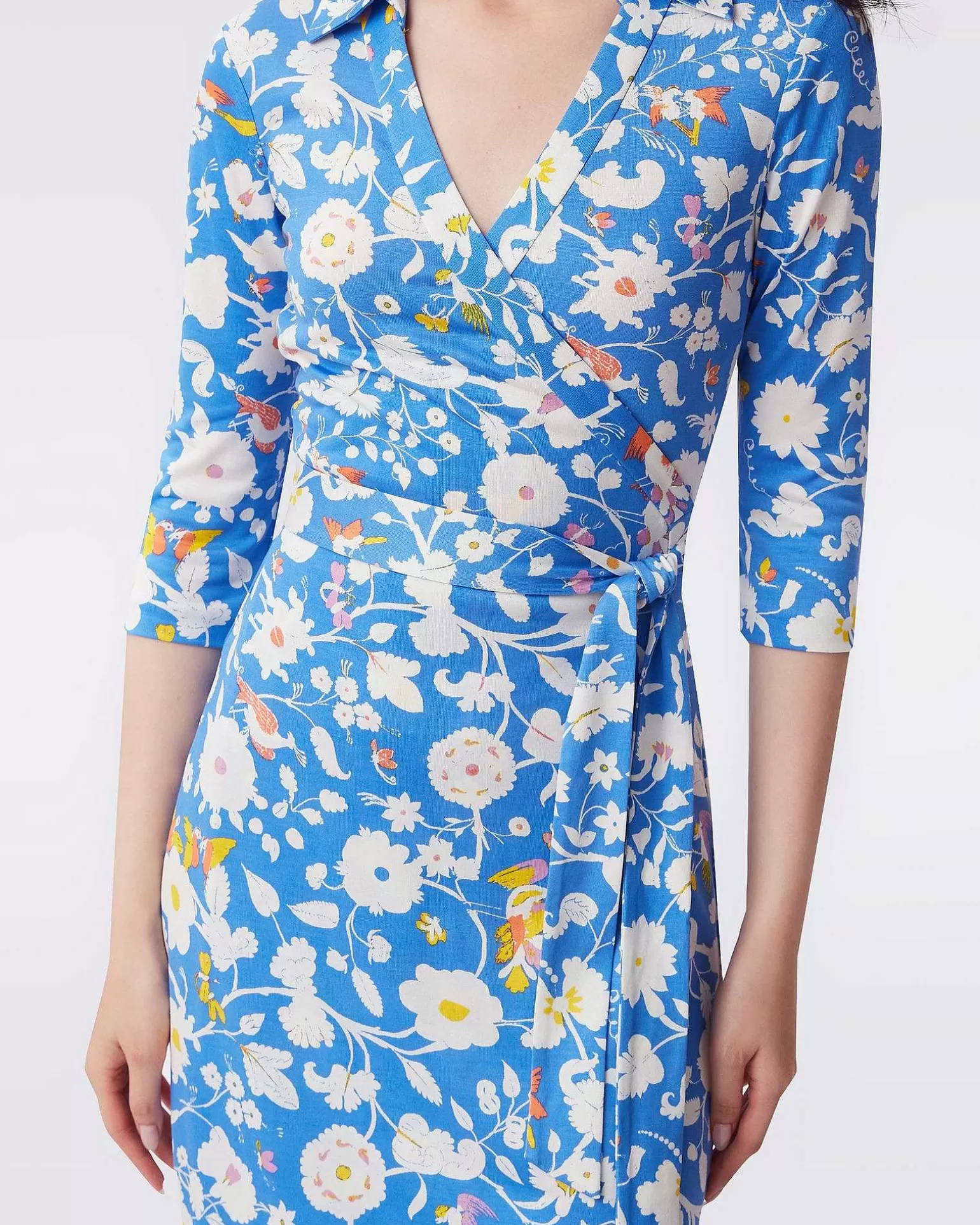 Cheap Diane von Furstenberg Abigail Silk Jersey Midi Wrap Dress I Signature Blue Fortuna