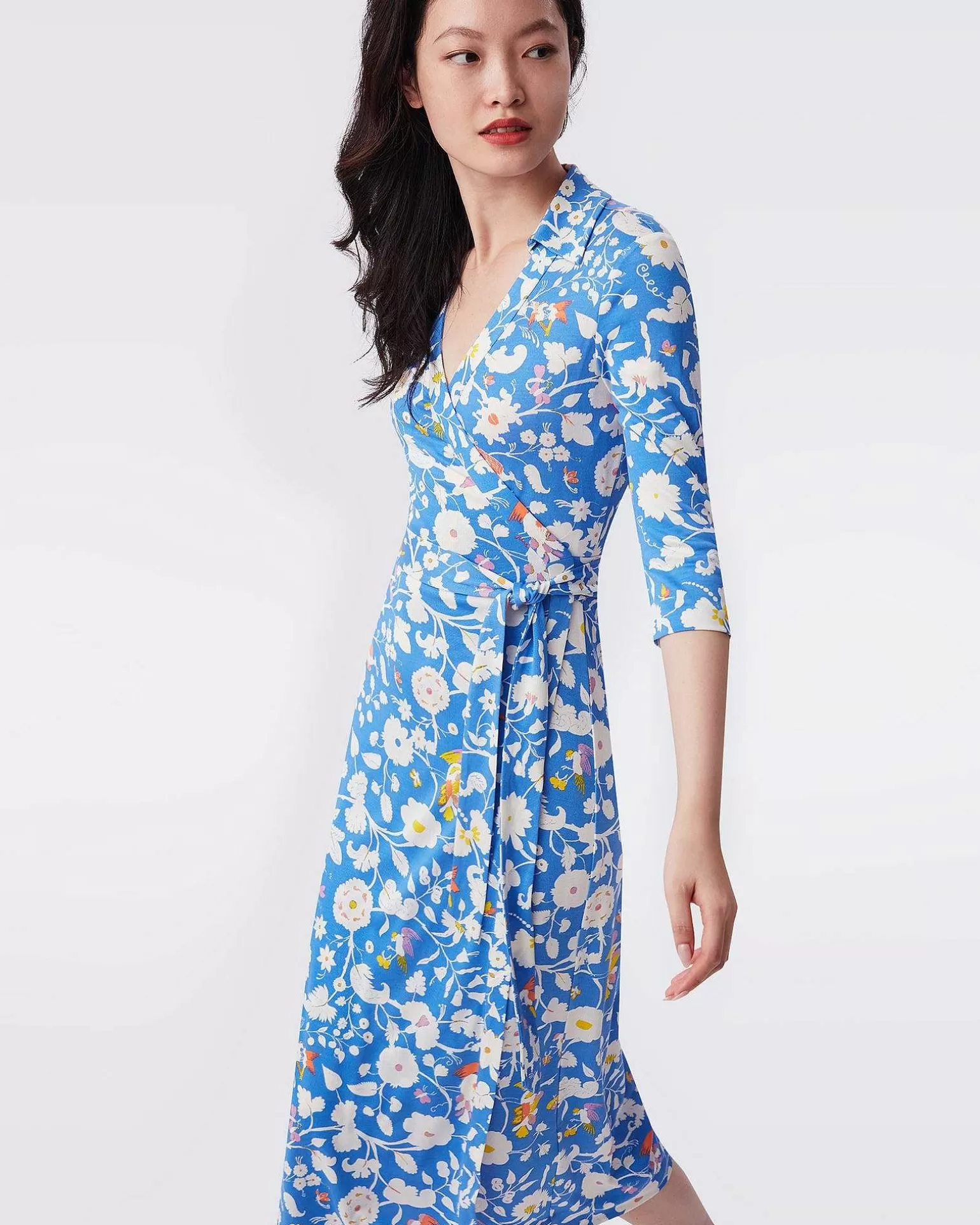 Cheap Diane von Furstenberg Abigail Silk Jersey Midi Wrap Dress I Signature Blue Fortuna