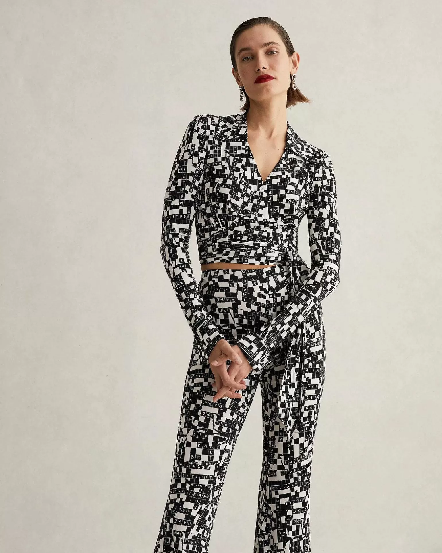 Store Diane von Furstenberg Bobbie Wrap Top I Tiny Dvf 50Th Crossword Black