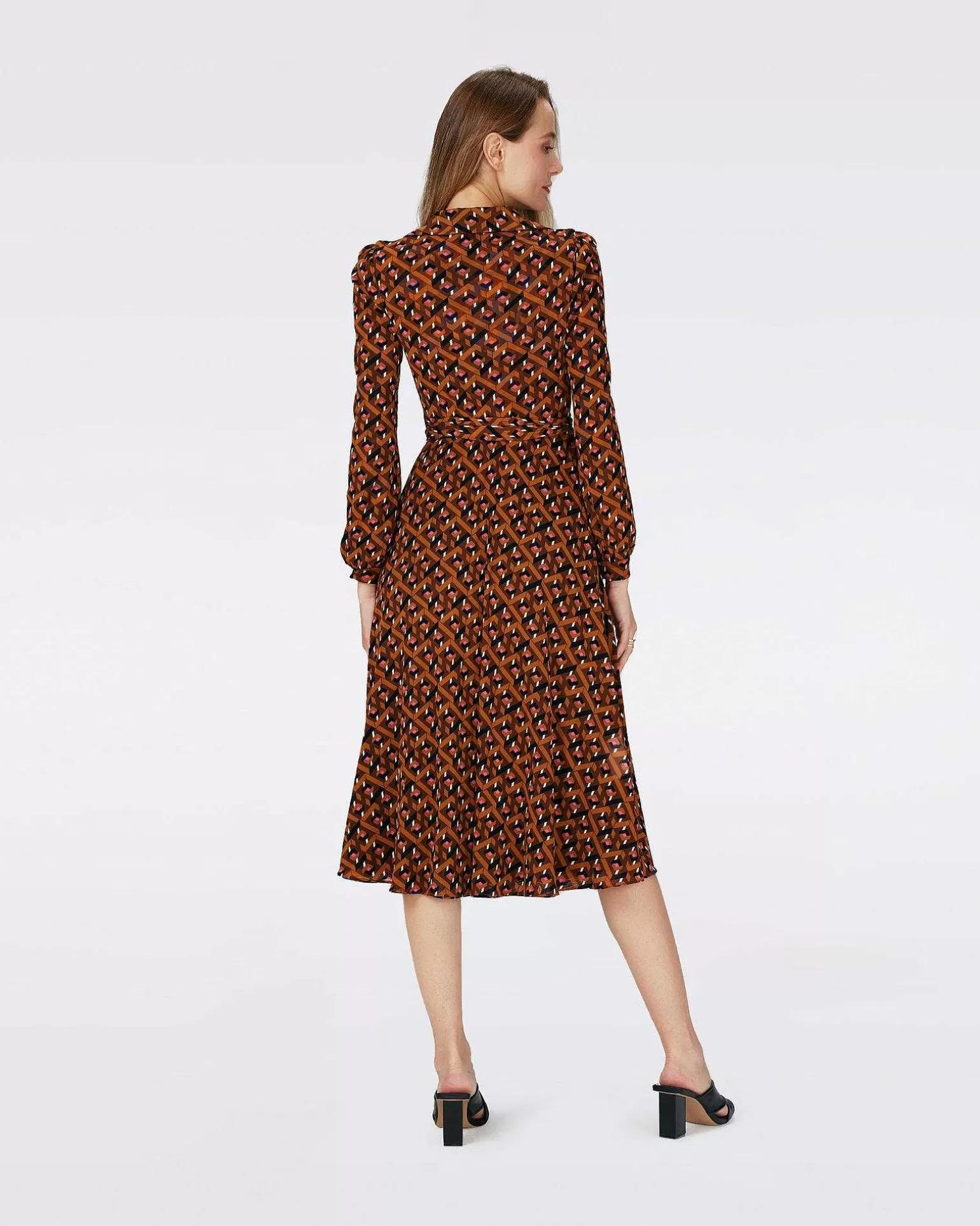 Outlet Diane von Furstenberg Dvf Phoenix Vendbar Kjole I Oracle R/Tarot Maze Blk Coffee